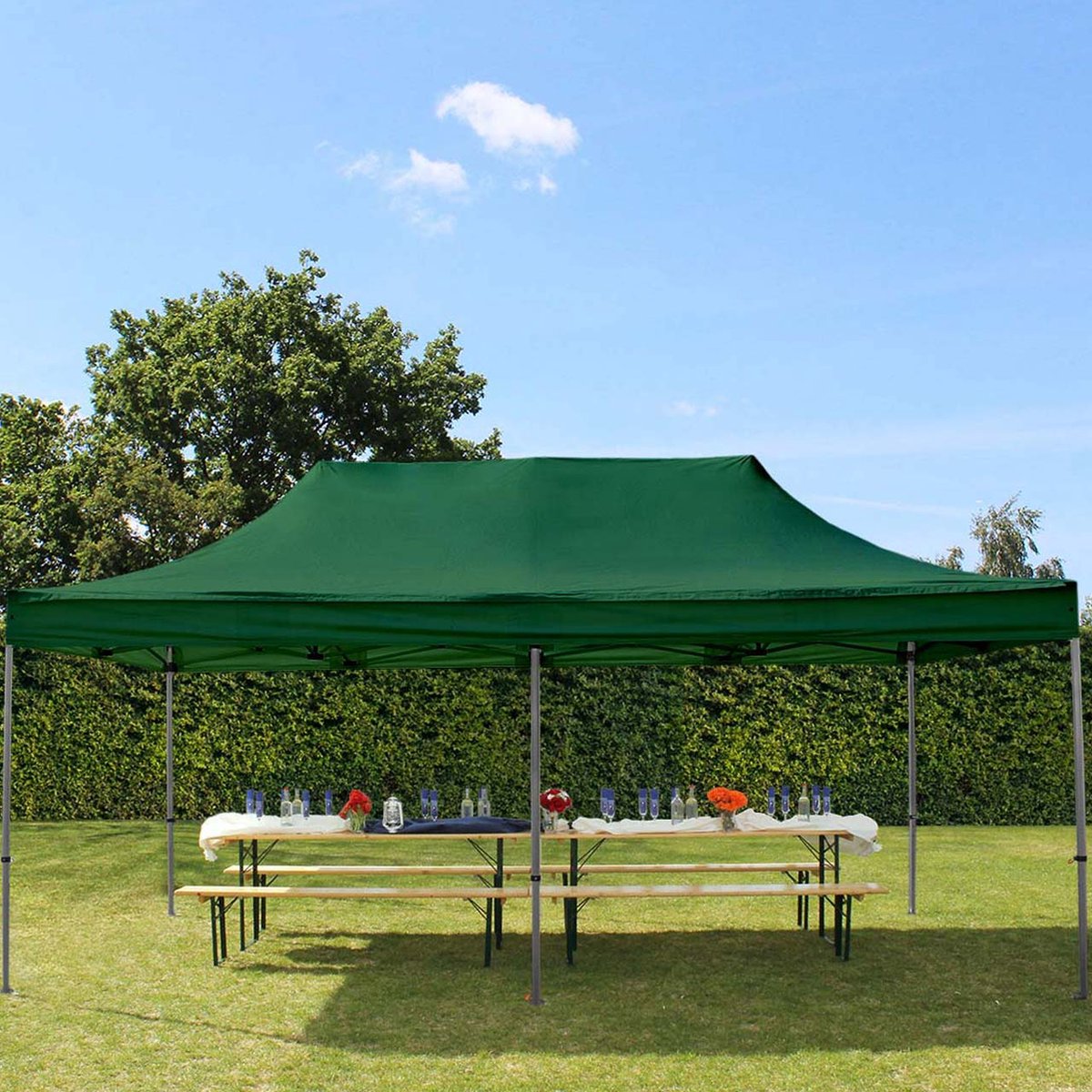 TOOLPORT 3x6 m Easy Up partytent Vouwpaviljoen PREMIUM staal 40mm donkergroen