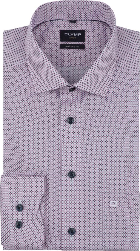 OLYMP - Luxor Overhemd Extra Lange Mouw Print Roze - Heren - Maat 43 - Modern-fit