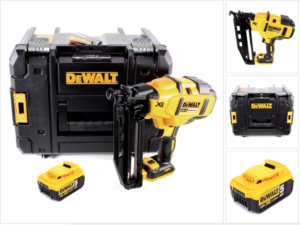 DeWalt DCN 660 NT accu spijkerapparaat 18V 32 - 63mm borstelloos + 1x oplaadbare accu 5.0Ah + koffer - zonder lader