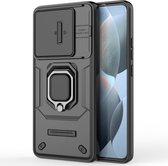 Coverup Ring Kickstand Back Cover met Camera Shield - Geschikt voor Xiaomi Poco X6 Pro 5G Hoesje - Zwart