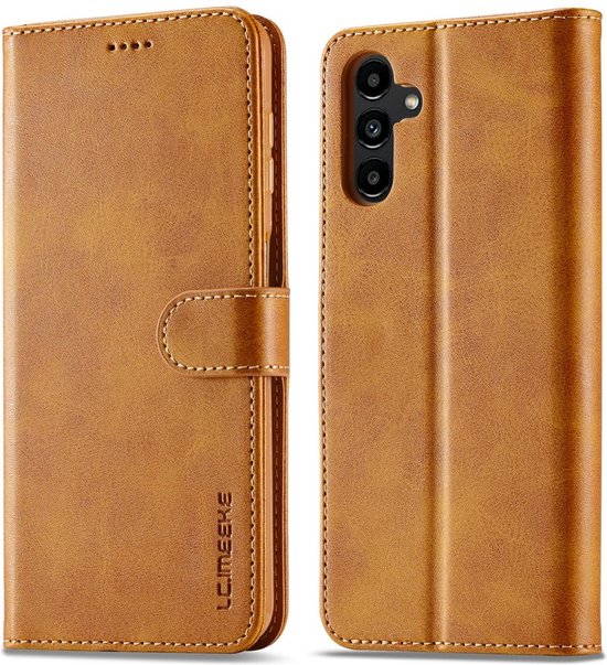 LC.IMEEKE Luxe Book Case - Geschikt voor Samsung Galaxy A05s Hoesje - Bruin
