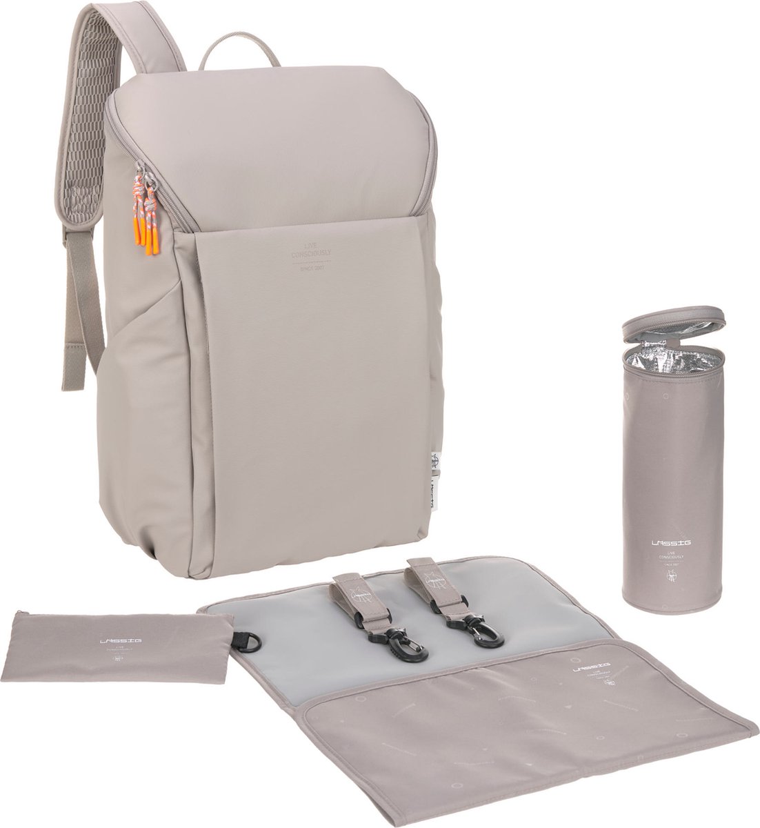 Lässig Luiertas Green Label Slender Up Backpack Rugzak taupe