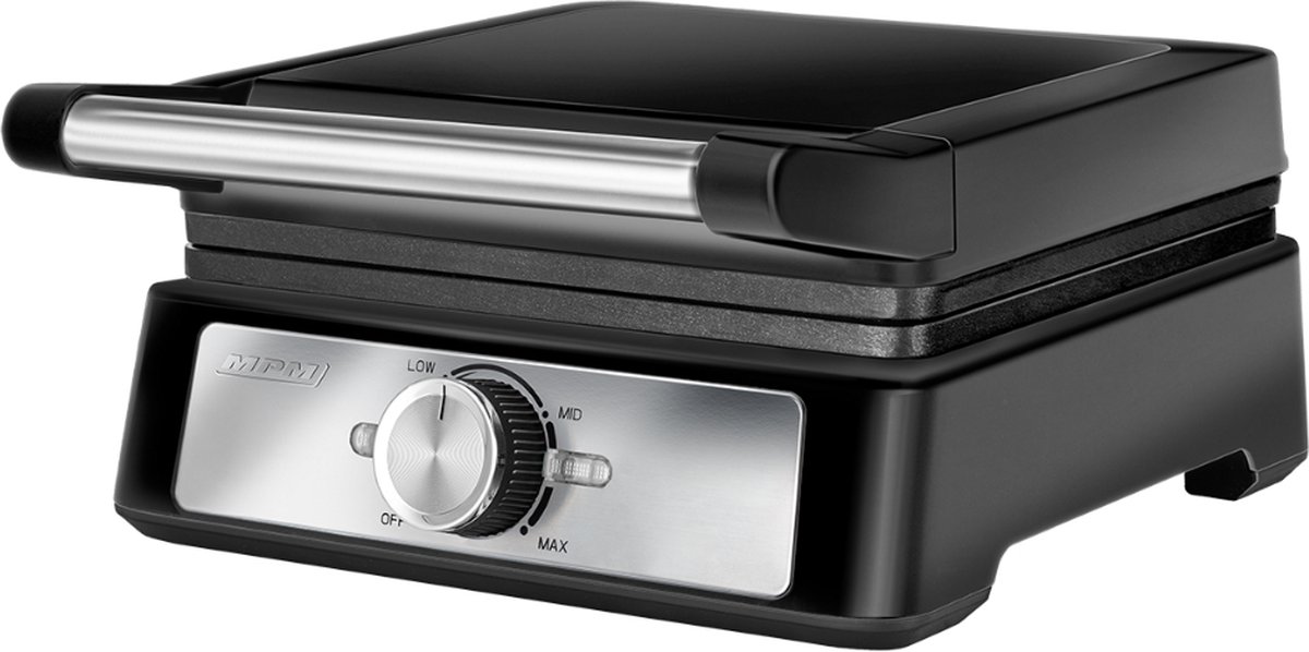 MPM - Wafelijzer - Wafelmaker voor 2 wafels - Anti aanbaklaag - Temperatuurregeling - Indicatielampje - 1600W - Zwart