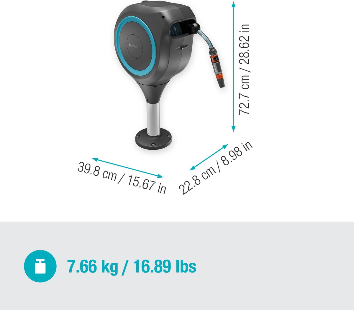 Gardena Boîte à tuyau Patio RollUp S - 15 m - enroulement automatique