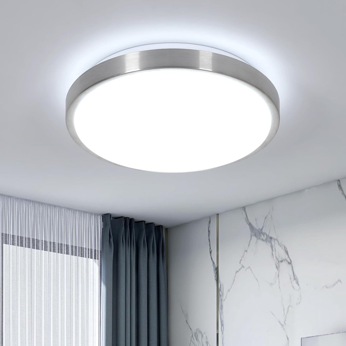 Goeco Plafondlamp - 25.5cm - Klein - LED - 24W - 2700LM - 6500K - Koel Wit Licht - Ronde - Aluminium
