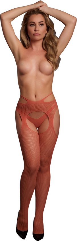 Collants Avec Porte-Jarretelles - Rouge