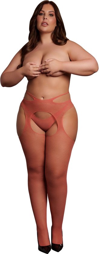 Collants Avec Porte-Jarretelles - Rouge
