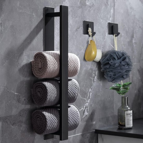 Ambrosya - Handdoekhouder Zonder Boren - Deurgarderobe Deurhaak Handdoekhaak Handdoekstang Deur Badkamer Toilet Geborsteld Roestvrij Staal