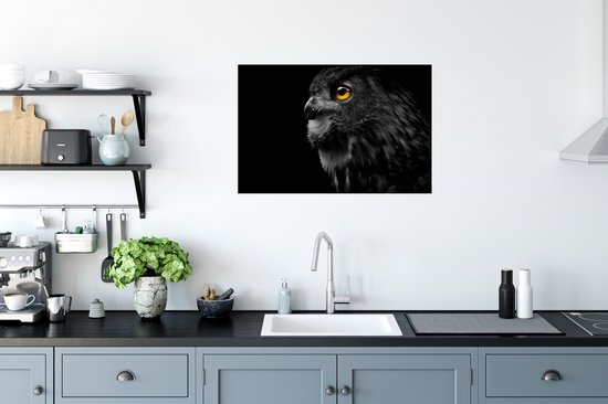 Affiche Chouette - Vogel - Zwart - Portrait - 60x40 cm