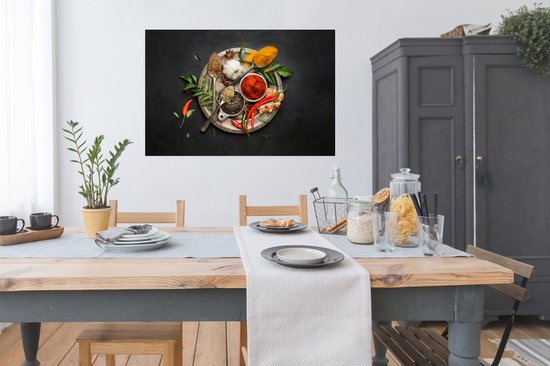 Herbes sur papier affiche plaque argent 120x80 cm - Tirage photo sur Poster (décoration murale salon / chambre)