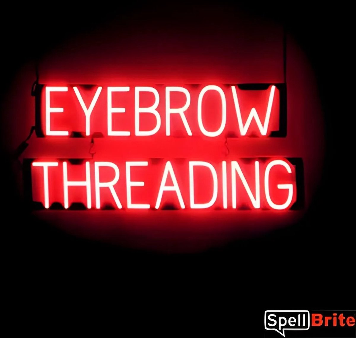 EYEBROW THREADING - Lichtreclame Neon LED bord verlicht | SpellBrite | 84 x 38 cm | 6 Dimstanden - 8 Lichtanimaties | Reclamebord neon verlichting