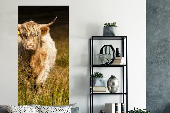 Poster Schotse Hooglander - Licht - Gras - Dieren - 80x160 cm