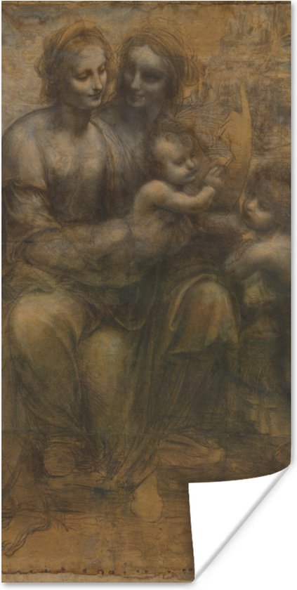 Poster Maria met kind en Sint-Anna - Leonardo da Vinci - 40x80 cm