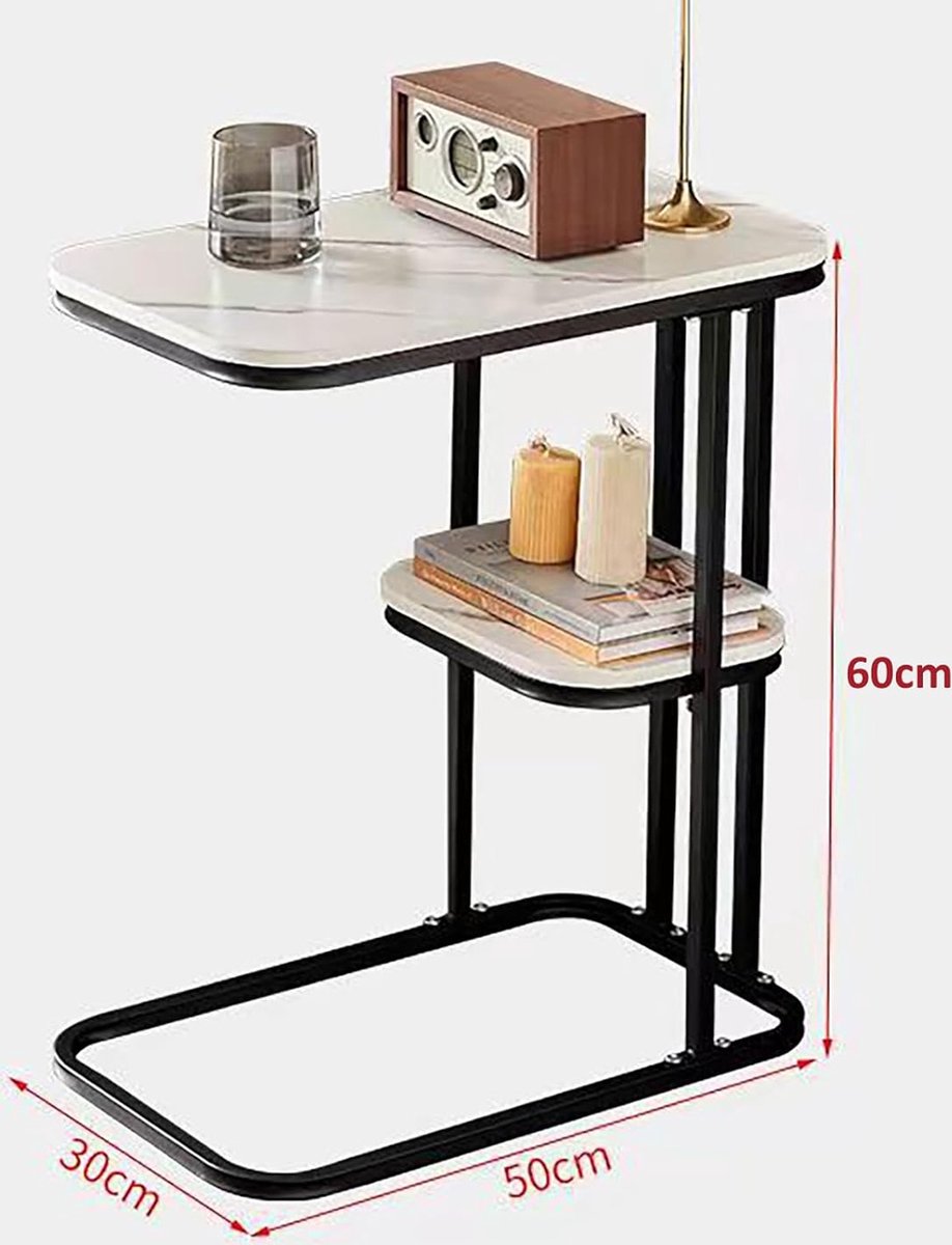 Giga Meubel Bijzettafel Alba - Wit Keramiek/Walnoot - 60x55cm – vtwonen