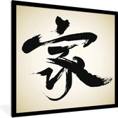 Image encadrée - Caractère chinois pour cadre photo maison noir 40x40 cm - Affiche encadrée (Décoration murale salon / chambre)