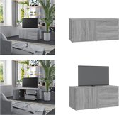 vidaXL Tv-meubel 80x34x36 cm bewerkt hout grijs sonoma eikenkleurig - Tv-kast - Tv-kasten - Tv-meubel - Hifi-meubel