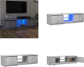 vidaXL Tv-meubel met LED-verlichting 140x40x35-5 cm betongrijs - Tv-kast - Tv-kasten - Televisiekast - Televisiekasten