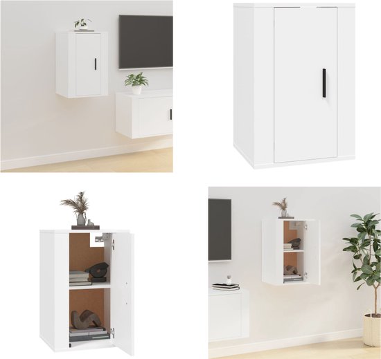 vidaXL Tv-wandmeubel 40x34,5x60 cm hoogglans wit, televisiekast