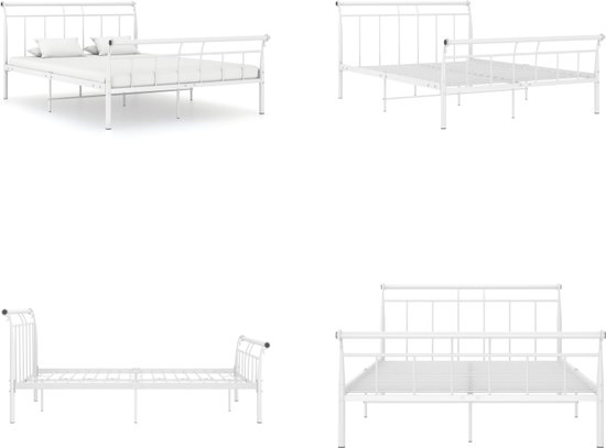 vidaXL Bedframe metaal wit 140x200 cm - Bedframe - Bedframe - Bed Frame - Bed Frames