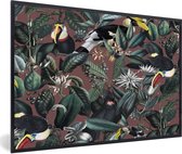 Cadre photo avec affiche - Fleurs - Toucan - Feuilles - 60x40 cm - Cadre pour affiche