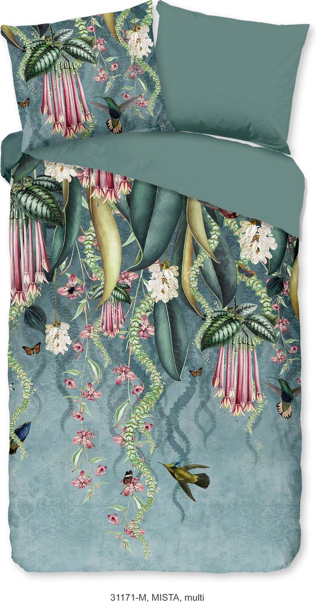 Pure dekbedovertrek bloemen en bladeren - 1 persoons 140x200/220 cm - Multi - Microvezel