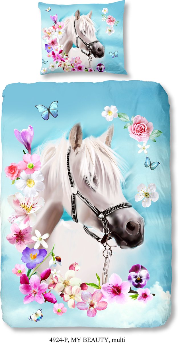 Good Morning dekbedovertrek paard - 1 persoons 140x200/220 cm - Multi - 100% Katoen renforce