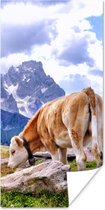 Poster Alpen - Koe - Berg - 80x160 cm