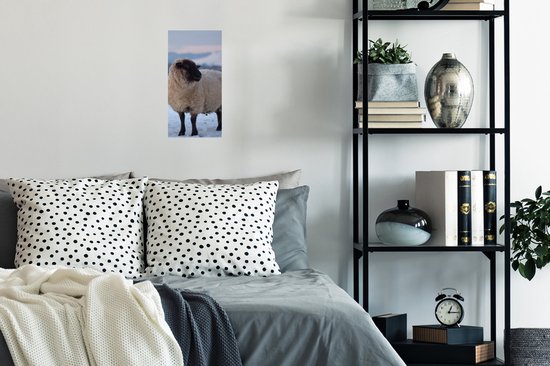 Poster Mouton - Neige - Berg - 20x40 cm