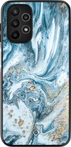 Casimoda® hoesje - Geschikt voor Samsung Galaxy A13 4G - Marble Sea - Zwart TPU Backcover - Marmer - Blauw