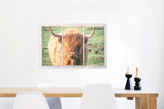 Poster Schotse hooglander - Natuur - Doorkijk - 90x60 cm