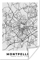 Poster Plattegrond - Kaart - Stadskaart - Frankrijk - Montpellier - 60x90 cm
