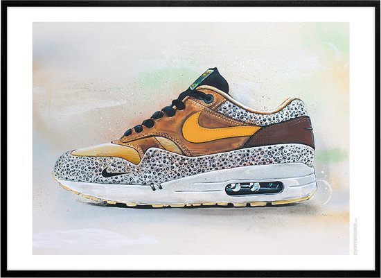 Sneaker print atmos safari orange 71x51 cm *ingelijst & gesigneerd