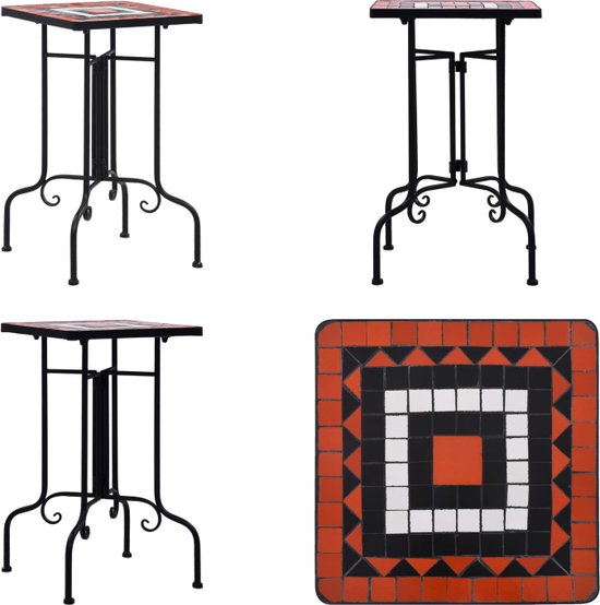 vidaXL Table d'appoint Mosaïque Céramique Terre cuite et Blanc - Table - Tables - Table - Tables