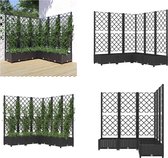 vidaXL Plantenbak met latwerk 120x120x121-5 cm polypropeen zwart - Plantenbak - Plantenbakken - Planten Bak - Bloembak