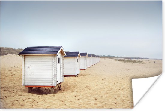 Poster Maisons de plage aux Nederland papier 60x40 cm - Tirage photo sur Poster (décoration murale salon / chambre) / Poster Paysages