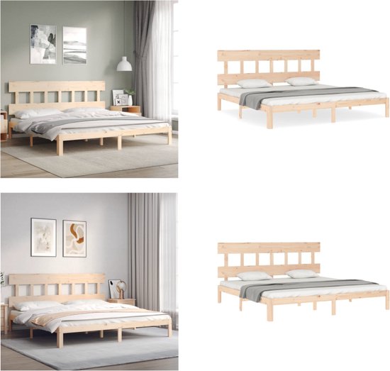 vidaXL Bedframe met hoofdbord massief hout 6FT Super King - Bedframe - Bedframes - Bed - Tweepersoonsbed