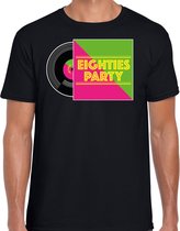 Bellatio Decorations Disco verkleed T-shirt heren - 80s party - zwart - jaren 80 feest - carnaval L