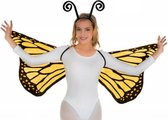 Vlinder verkleed set - vleugels en diadeem - geel - volwassenen - carnaval verkleed accessoires
