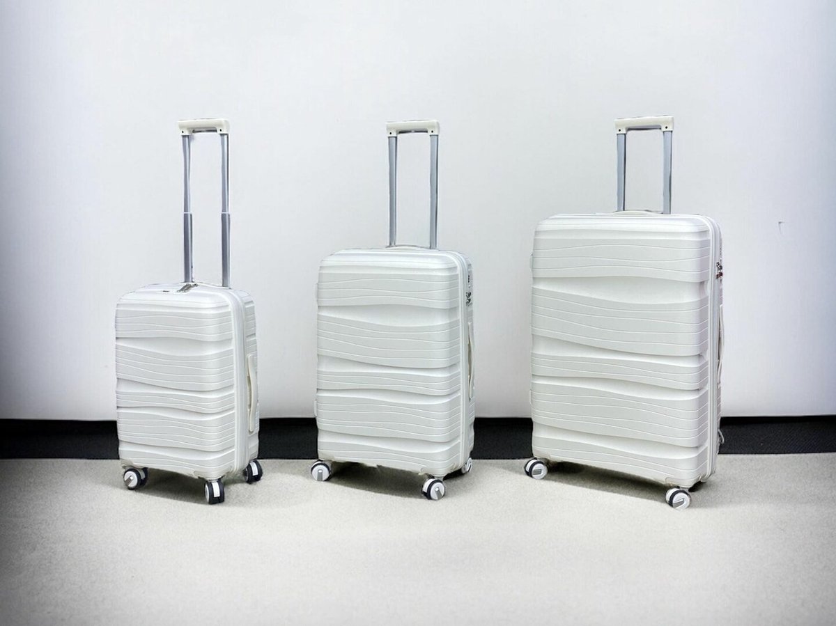 Luxe Kofferset 3 delig - MOS© - set Reiskoffers - Dubbele wielen - 360° spinners - 100% Polypropyleen - Hard Case