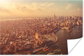 Vogelvlucht over Manhattan Poster 120x80 cm - Foto print op Poster (wanddecoratie woonkamer / slaapkamer) / Amerikaanse steden Poster