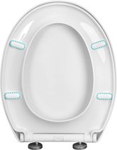 Toiletdeksel, wc-bril met softclosemechanisme, antibacteriële wc-bril, Fast Fix toiletbril, wc-deksel, wit