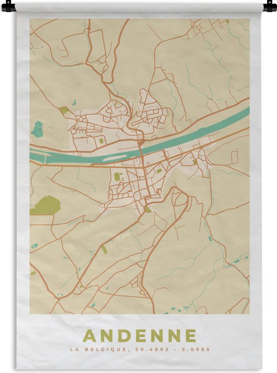 Wandkleed - Wanddoek - België - Kaart - Andenne - Stadskaart ...