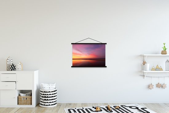 Posterhanger incl. Poster 60x40 cm - Schoolplaat - Zee - Kleuren - Zon - Textielposter - Zwarte latten