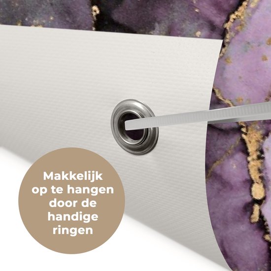 Affiche de jardin Marbre - Or - Pierre - Abstrait - 190x120 cm - Décoration murale extérieure - Affiche de jardin - Toile de jardin - Affiche de clôture - Peinture de jardin