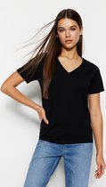 Trendyol TWOSS23TS00001 Volwassenen Vrouwen T-shirt - Zwart - XL