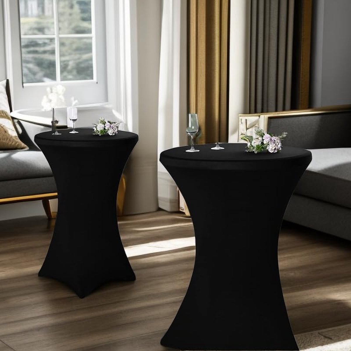 Set van 4 stretch statafelhoezen voor bistrotafel 80-85 cm, versterking in de