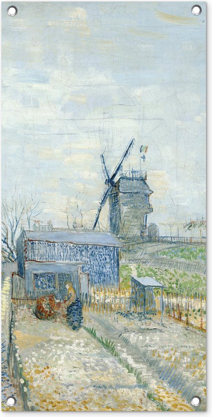 Tuinposter Montmartre: molens en moestuinen - Vincent van Gogh - 40x80 cm - Wanddecoratie Buiten - Tuinposter - Tuindoek - Schuttingposter - Tuinschilderij