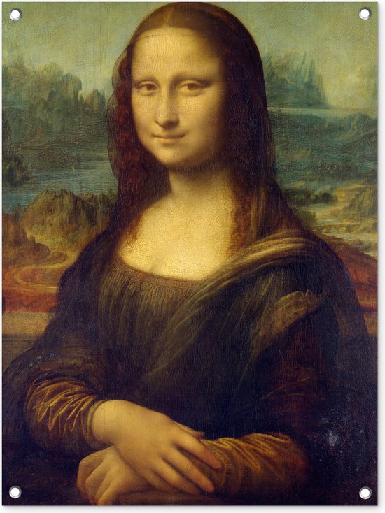 Tuinschilderij Mona Lisa - Leonardo da Vinci - 60x80 cm - Tuinposter - Tuindoek - Buitenposter