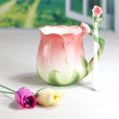 Prachtige en hoogwaardige rozenmok/creatieve roosvormige mooie keramische mok/mok met grote capaciteit