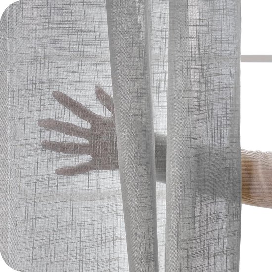 2 stuks linnen gordijnen met ogen voile gordijn half-transparant gordijnen woonkamer moderne gordijnen linnen 140x145cm grijs